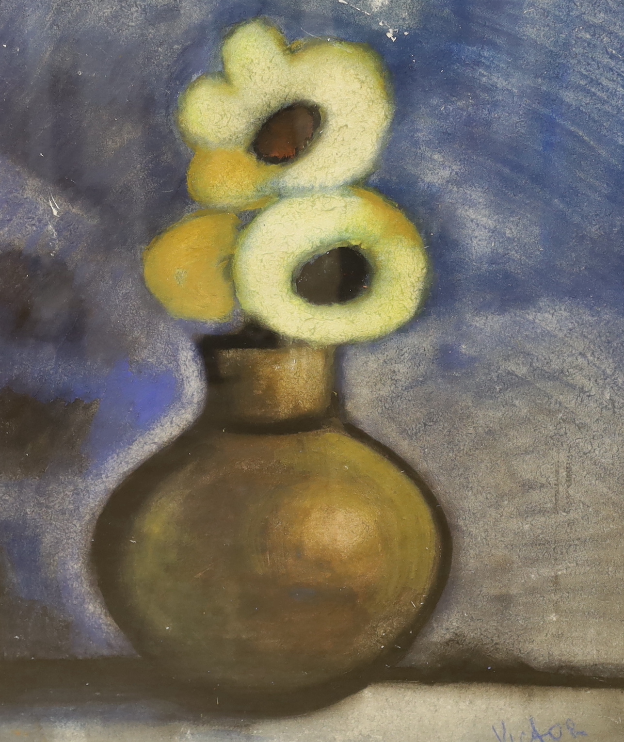 Victor Lukin (b.1945-), pair of pastel and mixed medias, Still lifes of flowers in vases, signed, each 62 x 50cm
